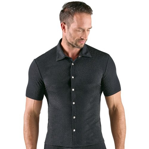 Svenjoyment Shimmering Lurex Tight-fitting Shirt with Short Sleeves 2161940 Black M Slike