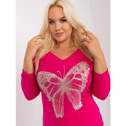 Fashion Hunters Fuchsia women's blouse plus size with print Slike