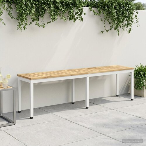  Vrtna klupa 161 x 35 x 45 cm Čvrsto drvo akacije Bijela Cijene