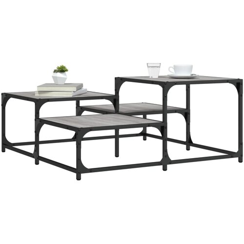 VidaXL Klubska mizica siva sonoma 87,5x87,5x40 cm inženirski les Slike