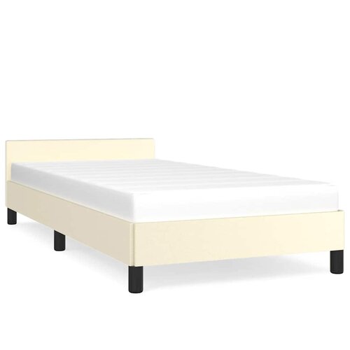 Maison Chic Posteljni okvir - Enojna postelja - Postelja za odrasle z vzglavjem brez vzmetnice krem 90x200 cm, (21695199) Slike