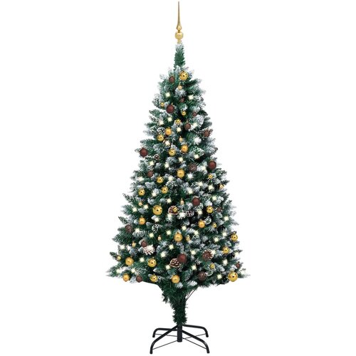 vidaXL Umetna novoletna jelka z LED lučkami, bučkami in storži 210 cm Cene