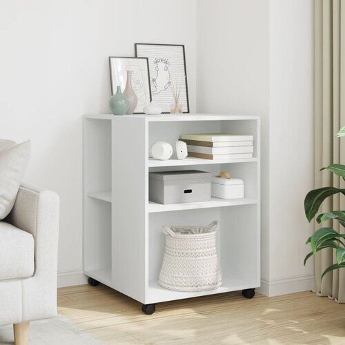 vidaXL Stranska mizica s kolesi bela 55x60x78 cm inženirski les Cene