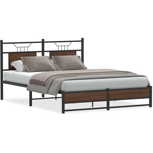 Maison Chic Posteljni Okvir - Dvoposteljna postelja brez vzmetnice hrast 137x190 cm inženirski les, (22082071) Slike