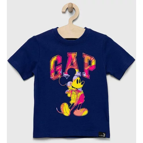 GAP Otroška bombažna kratka majica x Disney mornarsko modra barva