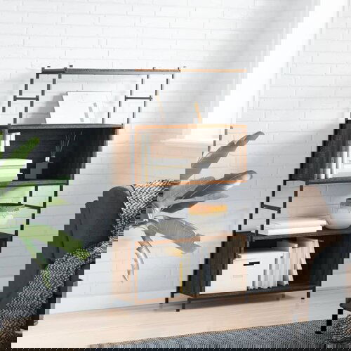 VidaXL Regal za knjige smeđa boja hrasta 80x30x145 5 cm drvo i željezo Slike