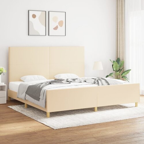  Za krevet s uzglavljem krem 180 x 200 cm od tkanine Slike