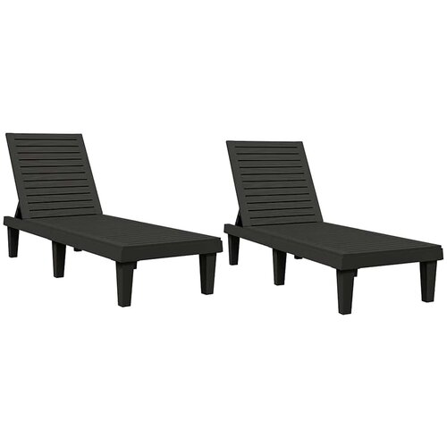  Ležaljke za sunčanje 2 kom crne 155x58x83 cm od polipropilena Slike