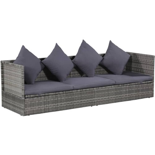 vidaXL Vrtna postelja poli ratan 200x60 cm siva Cene