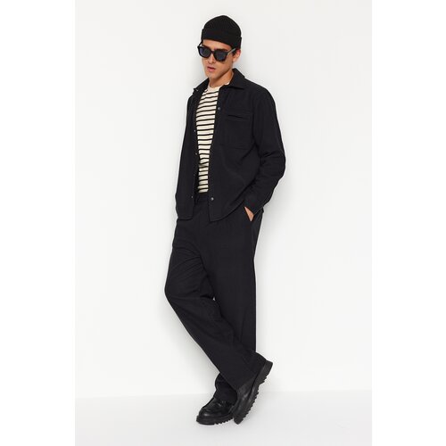 Trendyol Men's Black Wide Leg Wide Fit Baggy Cachet Thick Winter Trousers Cene