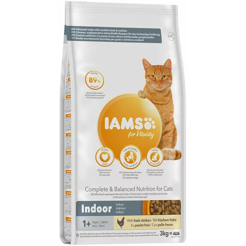 IAMS for Vitality Cat Adult Indoor piščanec - 3 kg