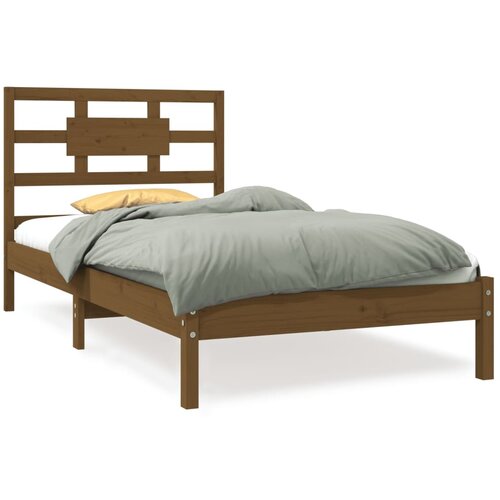 VidaXL Posteljni okvir medeno rjav iz trdnega lesa 100x200 cm, (20643072) Slike