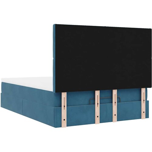 VidaXL otomanski krevet s madracima tamnoplavi 140x190 cm bar&amp;scaron;unasti Slike