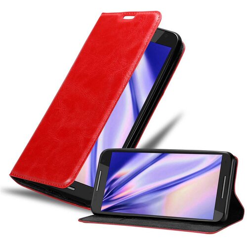 Cadorabo Ohi&scaron;je, združljivo z Motorola MOTO X2 v rdeče jabolko - Za&scaron;čitni ovitek z magnetnim zapiranjem, stoječo funkcijo in režo za kartice, (20558403) Cene