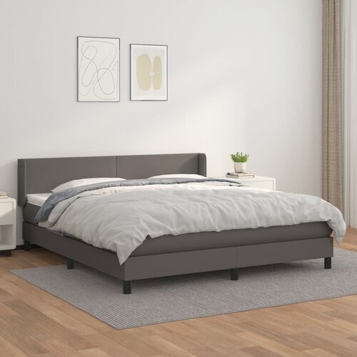 VidaXL Krevet s oprugama i madracem sivi 180 x 200 cm od umjetne kože Slike