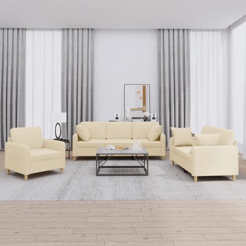  3-dijelni set sofa s jastucima krem od mikrovlakana Cijene