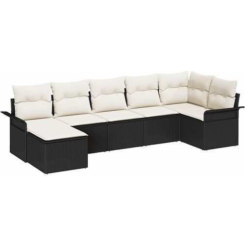  Sjedeća garnitura za vrt 7 kom. Crna poliratan 297 x 132.5 x 85 cm Slike