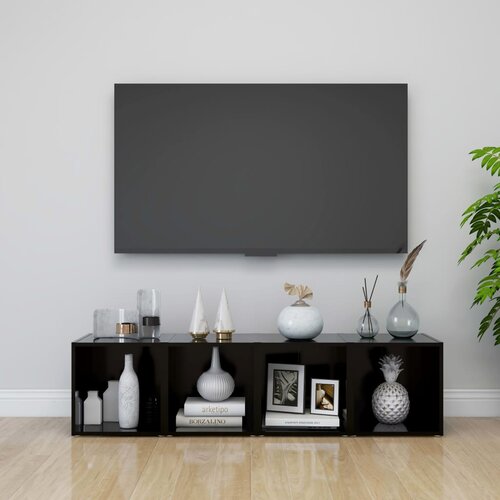Furnova TV omarice 4 kosi črne 37x35x37 cm iverna plo&amp;scaron;ča, (21924308) Slike