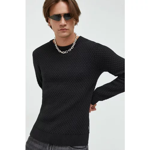 Solid Pamučni pulover za muškarce, boja: crna, lagani