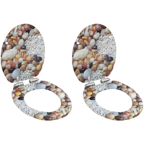 vidaXL Deske za WC školjko s počasnim zapiranjem 2 kosa MDF kamenčki Cene