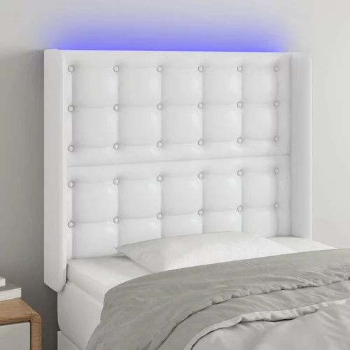  posteljno vzglavje belo 93x16x118/128 cm umetno usnje, (20793913)