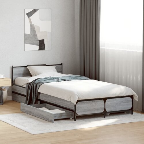 Furnova Posteljni okvir s predali siva sonoma 100x200 cm inženirski les, (21940681) Slike