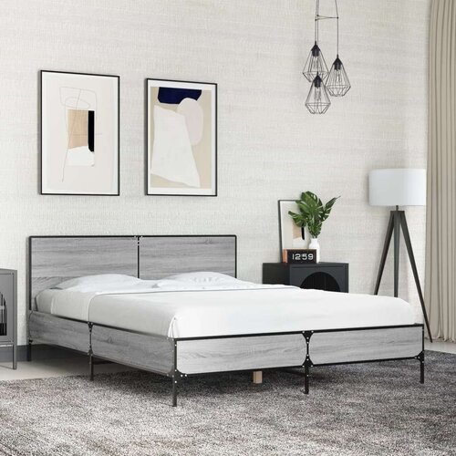  Okvir kreveta boja hrasta 120x200 cm konstruirano drvo i metal Slike