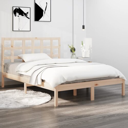 The Living Store Posteljni okvir iz trdnega lesa 140x190 cm - Posteljni Okvir, (21526891) Slike