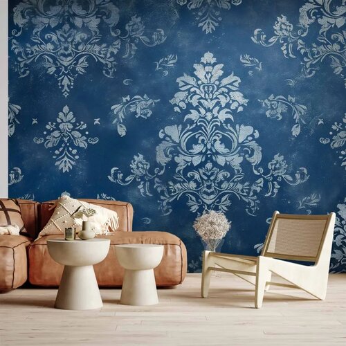  Foto tapeta - Retro Ornament Decorative Motif in Worn Blues 441x315 Samoljepljiva Cene