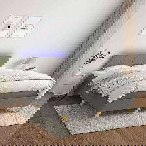  Box spring postelja z vzmetnico LED temno siva 120x200 cm blago, (20930155) Cene