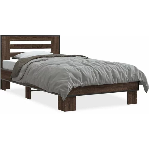  Okvir za krevet smeđi hrast 100x200cm konstruirano drvo i metal
