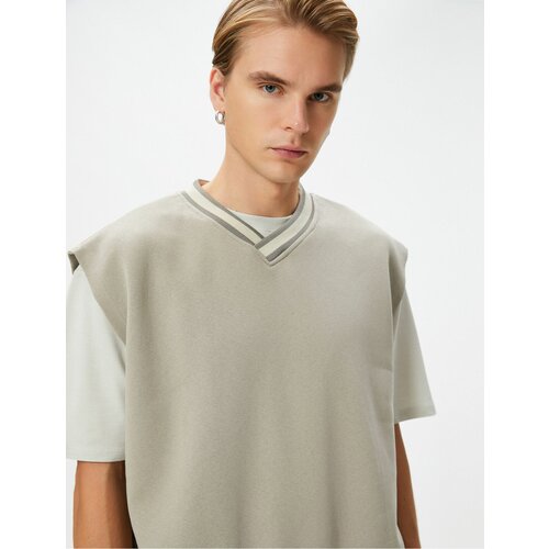 Koton Oversize Sweatshirt V-Neck Short Sleeve Slike