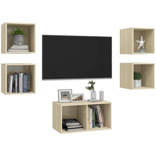  5-dijelni set TV ormarića boja hrasta sonome konstruirano drvo Slike