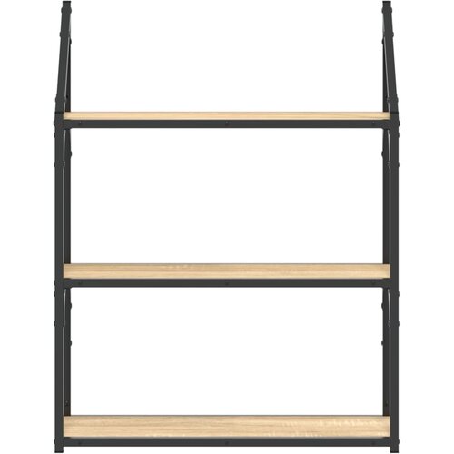  Zidna polica s 3 razine dimljenog hrasta 60x21x78,5 cm drvena Slike