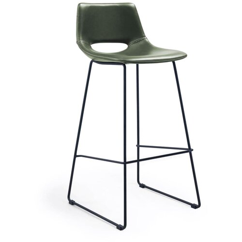Kave Home Kaki zelena barska stolica od umjetne kože (visine sjedala 76 cm) Zahara – Cijene