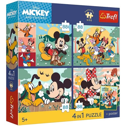 Trefl Disney Mickey mi&scaron;ka in prijatelji &ndash; 4 x 88 delni Premium Plus Kids puzzle &ndash; Cene