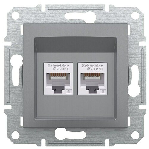 Schneider Electric Asfora Mrežna utičnica CAT6E (Siva, 2-struko, bez okvira, RJ45) Slike