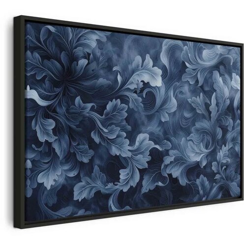  Slika - Abstract Ornaments Dark Blue Victorian Leaves 60x40 U crnom drvenom okviru Cene