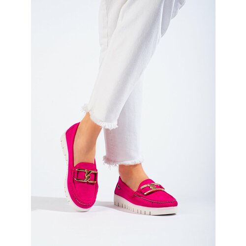 SHELOVET Suede loafers on thick soles pink Slike