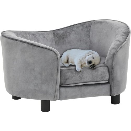 VidaXL Sofa za pse siva 69 x 49 x 40 cm pli&amp;scaron;ana Slike