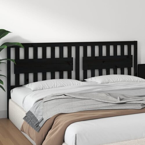  Uzglavlje za krevet crno 205,5 x 4 x 100 cm od masivne borovine Slike