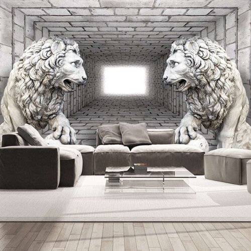  Samoljepljiva foto tapeta - Stone Lions 343x245 Slike