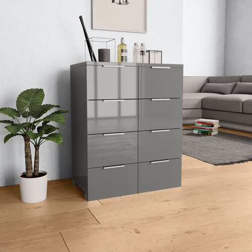 vidaXL Komoda visoki sjaj siva 60 x 35 x 80 cm od konstruiranog drva Cijene