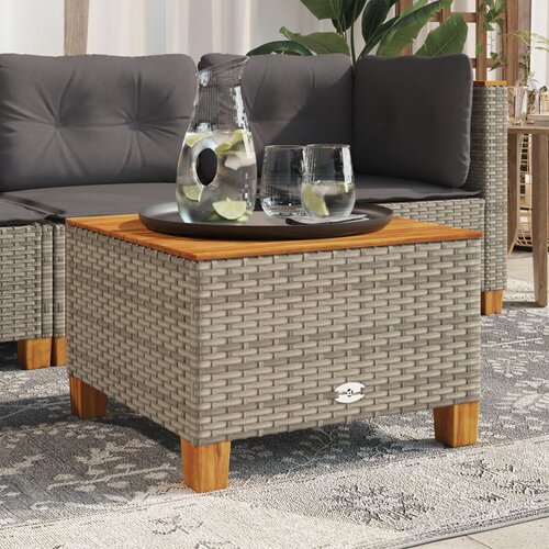  Vrtni stol sivi 55 x 55 x 36 cm od poliratana i bagremovog drva Slike