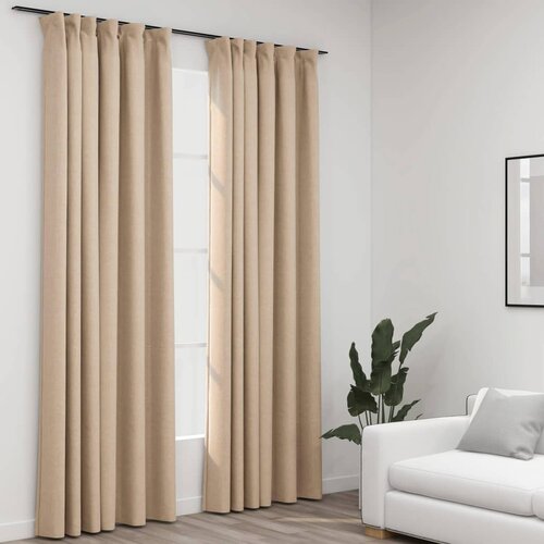 vidaXL Zatemnitvene zavese z obešali 2 kosa bež 140x245 cm, (20768359) Cene