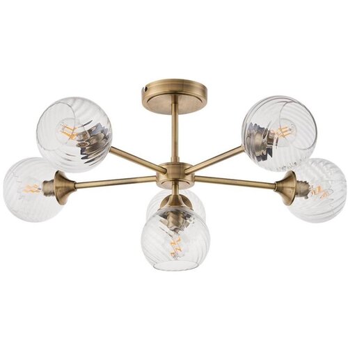  Endon 103171 - Luster na šipci ALLEGRA 6xE14/7W/230V mesing/prozirno Cene