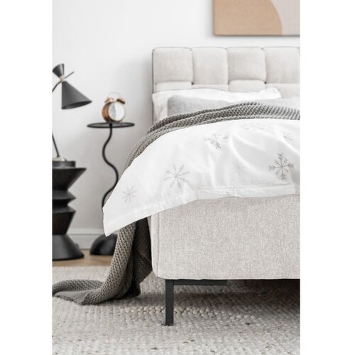 Miuform Kremno bela oblazinjena zakonska postelja z letvenim dnom 160x200 cm Eve &amp;ndash; Slike