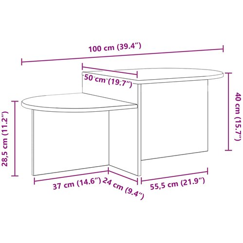  Kava Stol Siva sonoma 100 x 50 x 40 cm Konstruirano drvo Slike