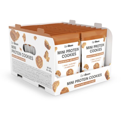 GymBeam Mini Protein Cookies 20 x 100 g puter od kikirikija - čokolada Cene