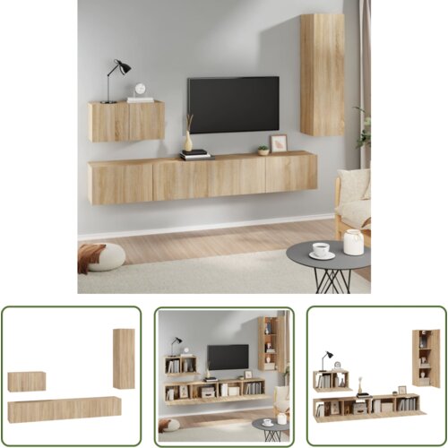 The Living Store Komplet TV omaric 4-delni sonoma hrast inženirski les - Komplet TV Omaric, (21738366) Cene